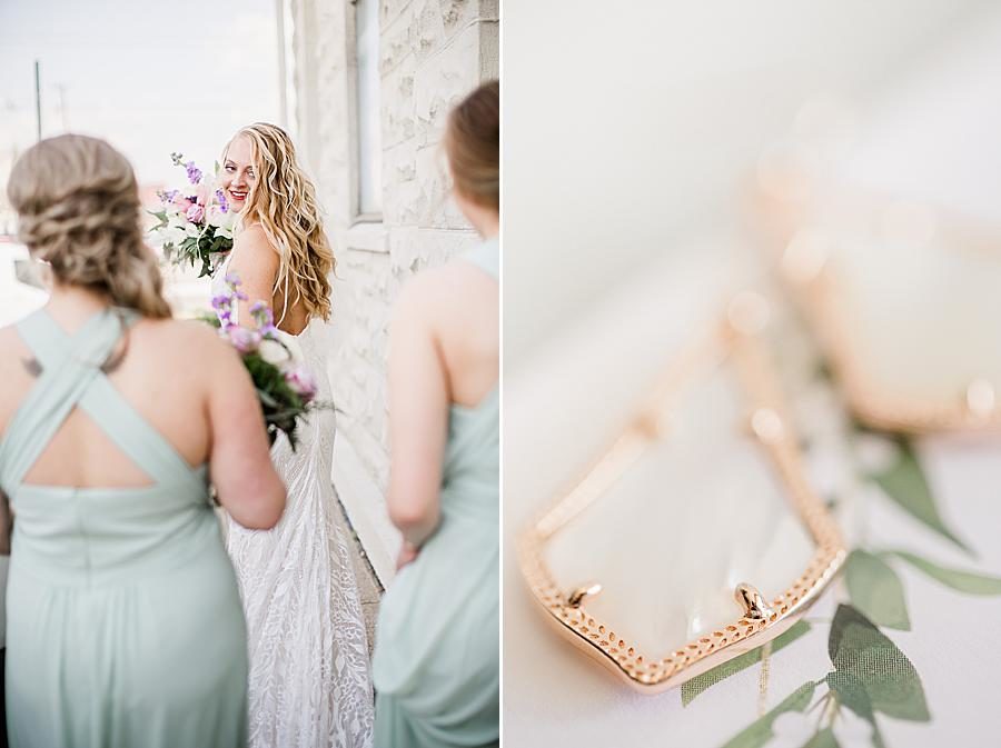 Diamond earrings at this Dayton wedding by Knoxville Wedding Photographer, Amanda May Photos.