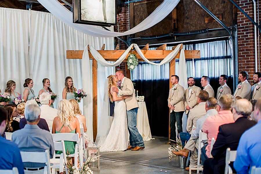You may kiss the bride at this Dayton wedding by Knoxville Wedding Photographer, Amanda May Photos.