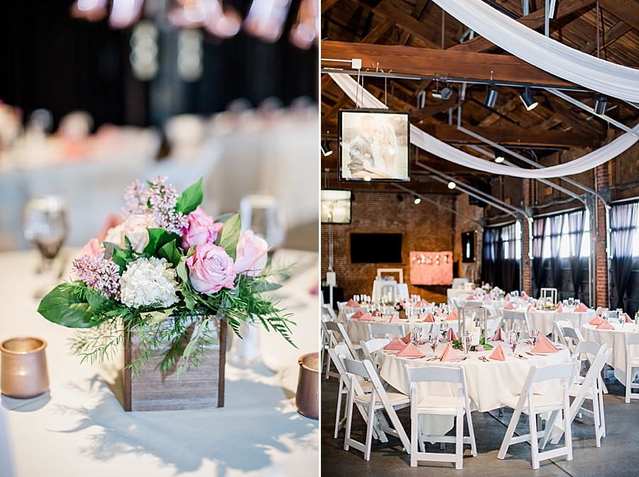 Simple centerpiece at this Dayton wedding by Knoxville Wedding Photographer, Amanda May Photos.