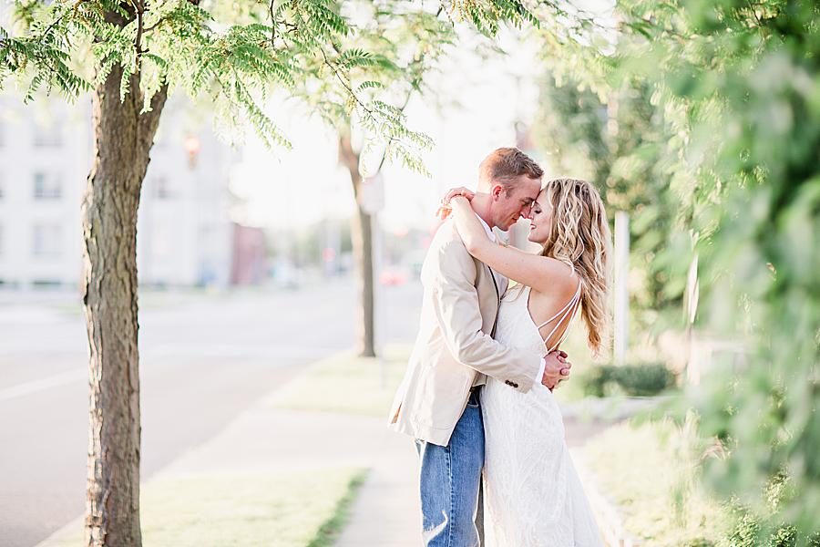 Foreheads together at this Dayton wedding by Knoxville Wedding Photographer, Amanda May Photos.