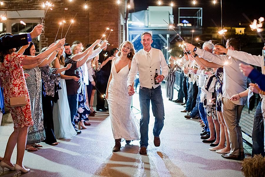 Sparkler exit at this Dayton wedding by Knoxville Wedding Photographer, Amanda May Photos.