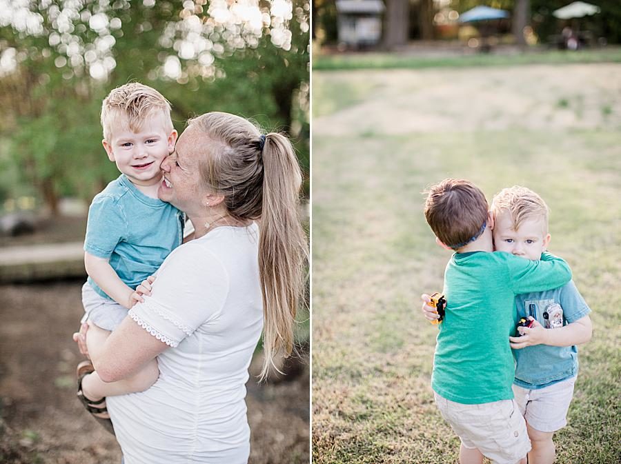 Boy hugs at this Mommy & Me Session by Knoxville Wedding Photographer, Amanda May Photos.