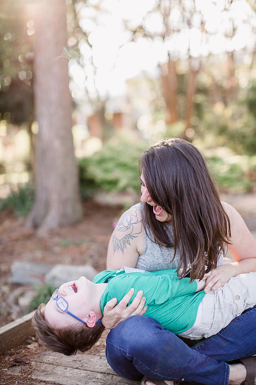 Tickle fight at this Mommy & Me Session by Knoxville Wedding Photographer, Amanda May Photos.