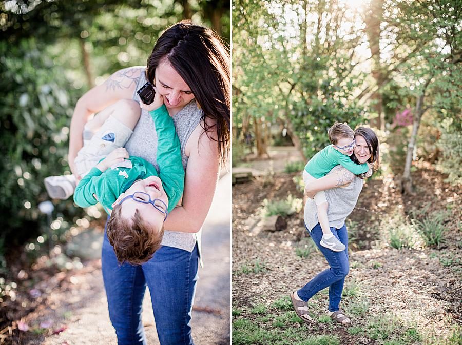 Piggy back ride at this Mommy & Me Session by Knoxville Wedding Photographer, Amanda May Photos.