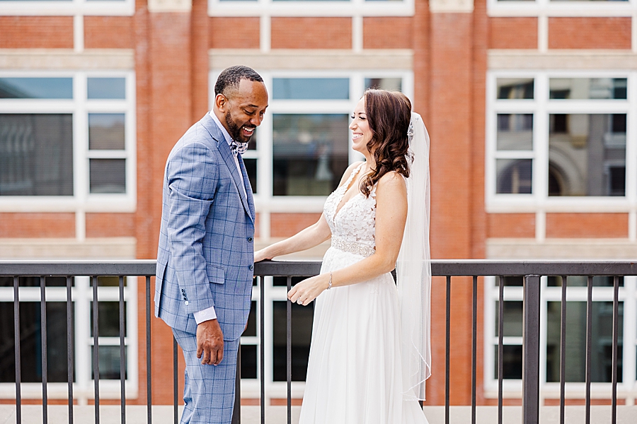groom's reaction to bride at this urban elopement