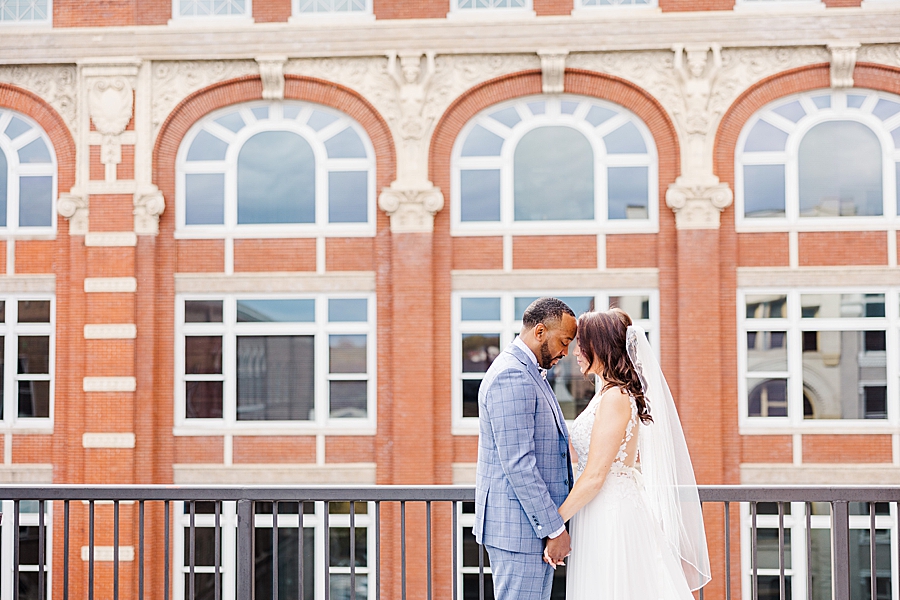 foreheads together at this urban elopement