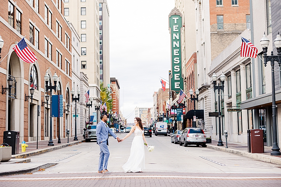 tennessee theater marquee at this urban elopement