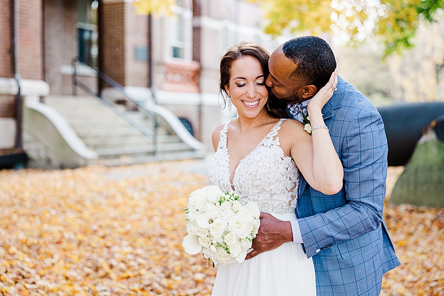 hand on cheek at this urban elopement