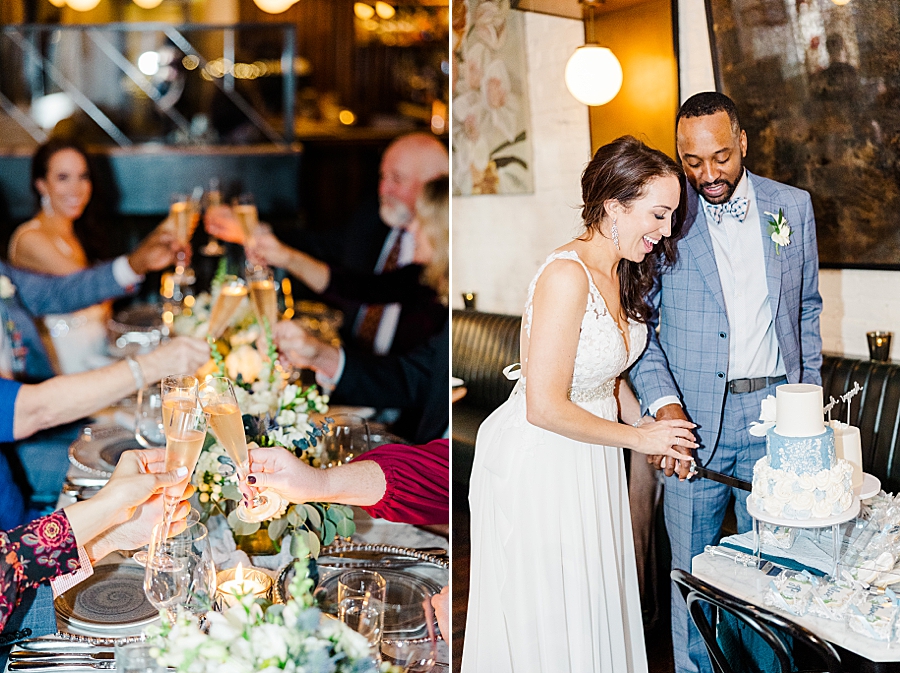 cutting the cake at this urban elopement