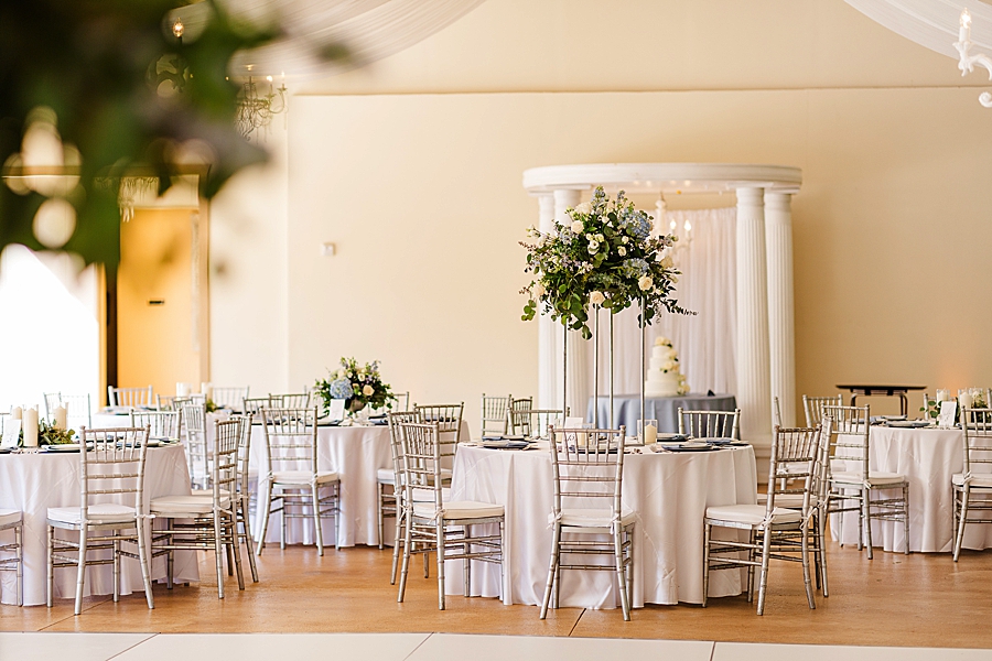 reception tables at vineyard wedding at castleton