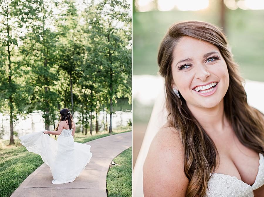 Loose curls on wedding day at this WindRiver Bridal Portraits by Knoxville Wedding Photographer, Amanda May Photos.