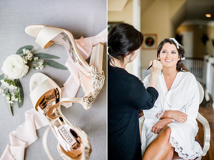 Golden bridal shoes at this WindRiver Wedding Day by Knoxville Wedding Photographer, Amanda May Photos.
