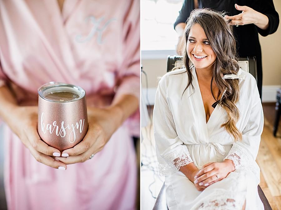 Personalized wine glass at this WindRiver Wedding Day by Knoxville Wedding Photographer, Amanda May Photos.
