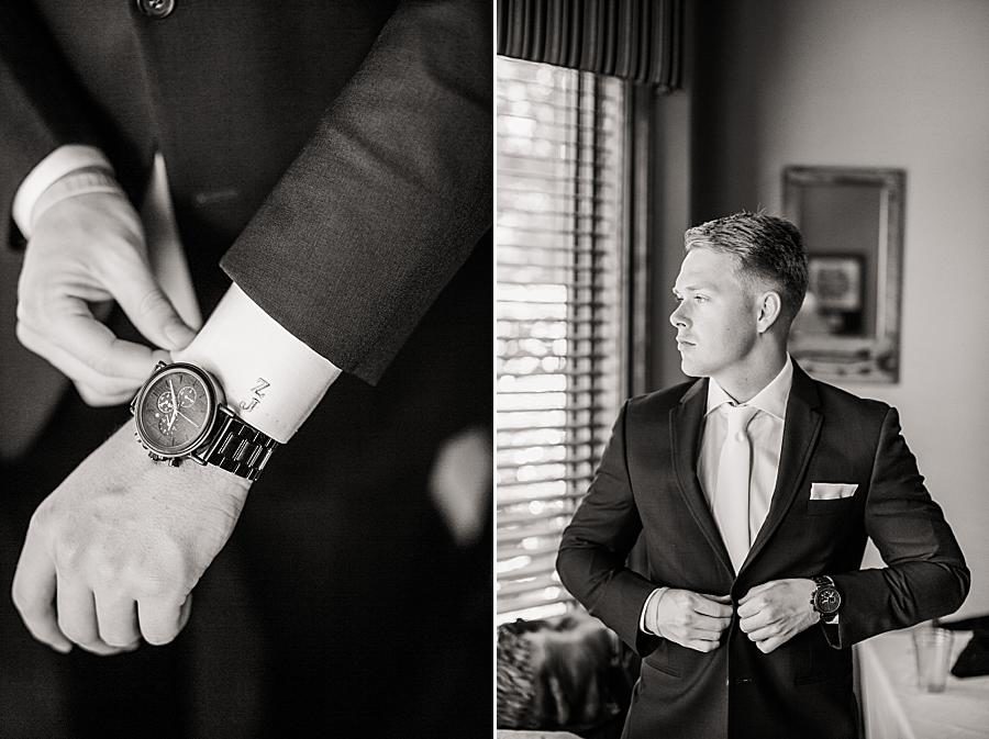 Groom getting ready at this WindRiver Wedding Day by Knoxville Wedding Photographer, Amanda May Photos.