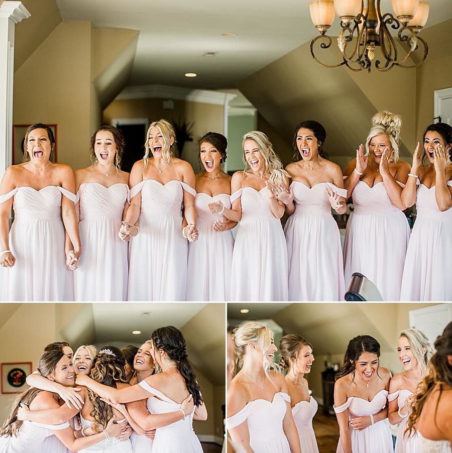 Bridesmaid first look at this WindRiver Wedding Day by Knoxville Wedding Photographer, Amanda May Photos.