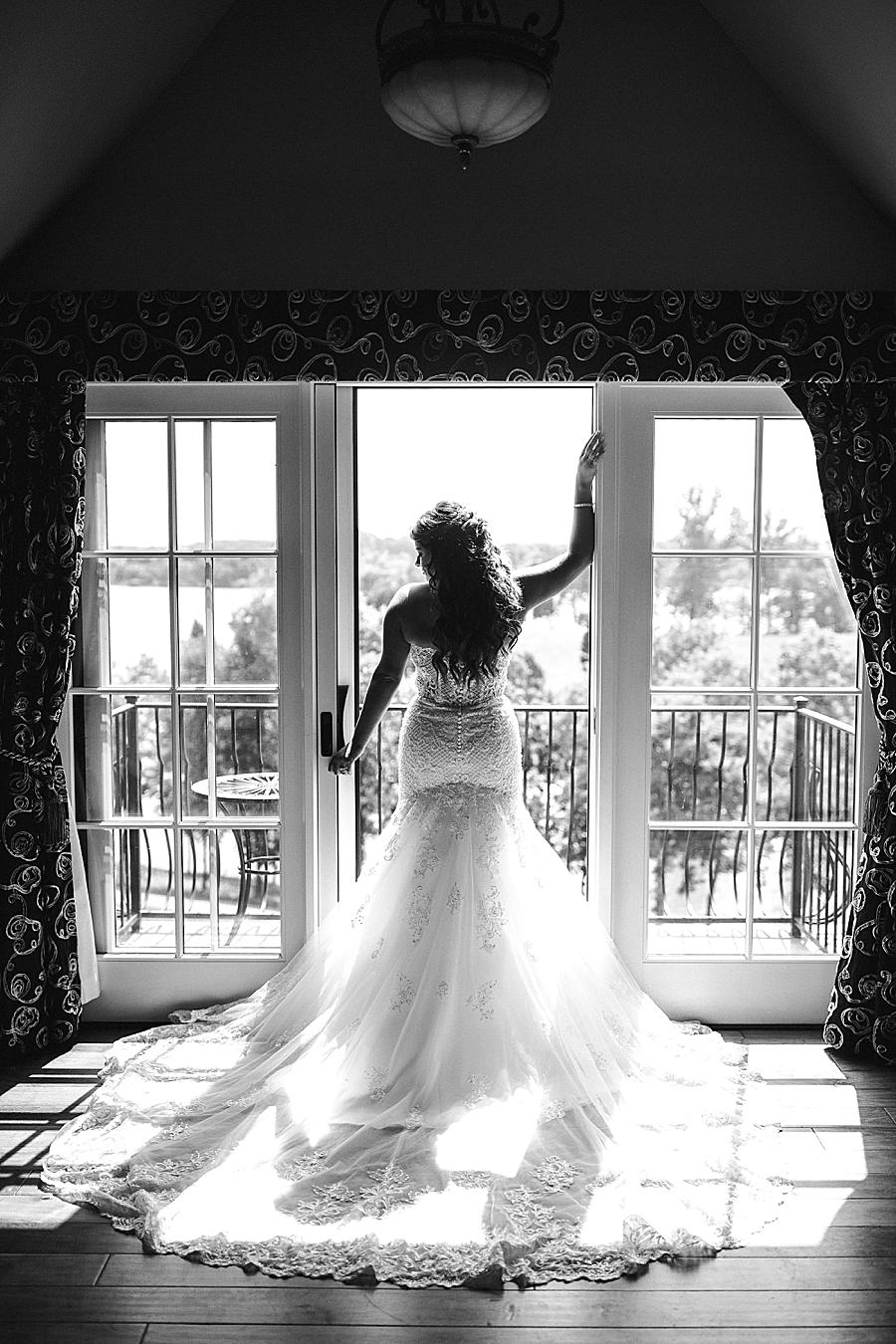 Black and white bridal shot at this WindRiver Wedding Day by Knoxville Wedding Photographer, Amanda May Photos.