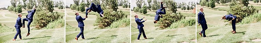 Groom playing golf at this WindRiver Wedding Day by Knoxville Wedding Photographer, Amanda May Photos.