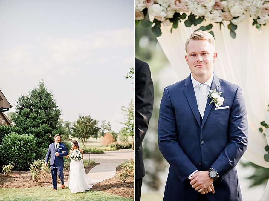 Groom's reaction to bride at this WindRiver Wedding Day by Knoxville Wedding Photographer, Amanda May Photos.