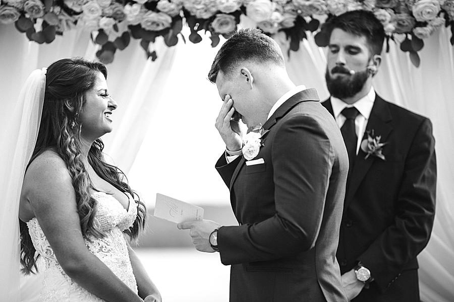 Emotional groom at this WindRiver Wedding Day by Knoxville Wedding Photographer, Amanda May Photos.