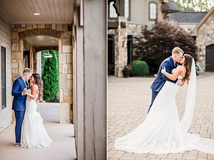 Bride and groom kissing at this WindRiver Wedding Day by Knoxville Wedding Photographer, Amanda May Photos.