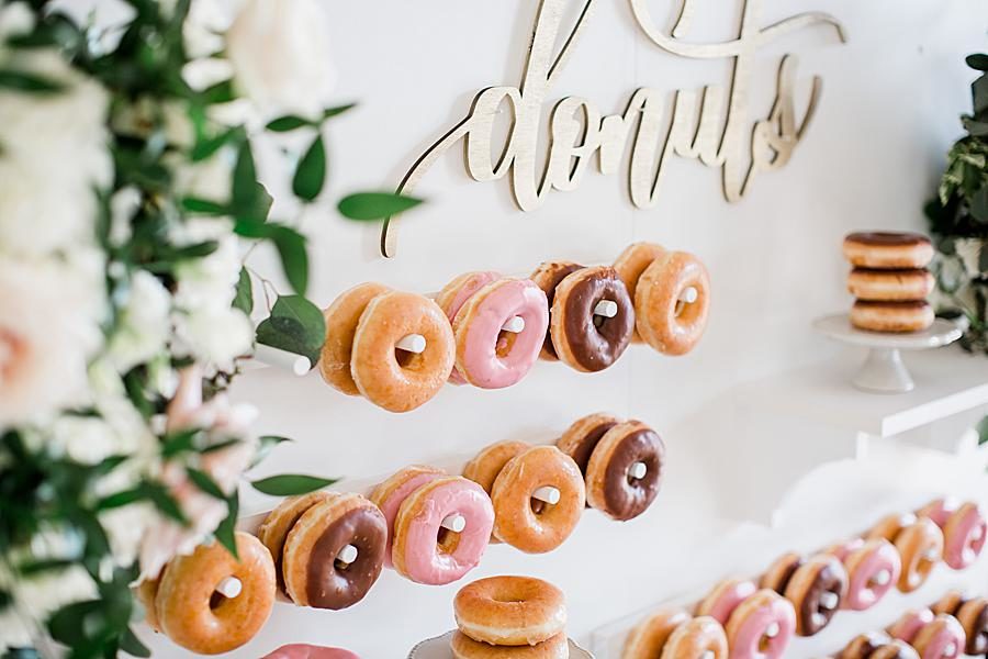 Donut wall at this WindRiver Wedding Day by Knoxville Wedding Photographer, Amanda May Photos.