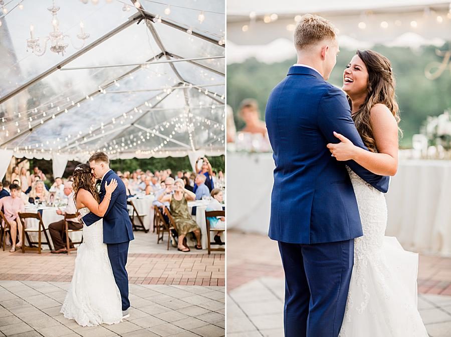 Clear tent with twinkle lights at this WindRiver Wedding Day by Knoxville Wedding Photographer, Amanda May Photos.
