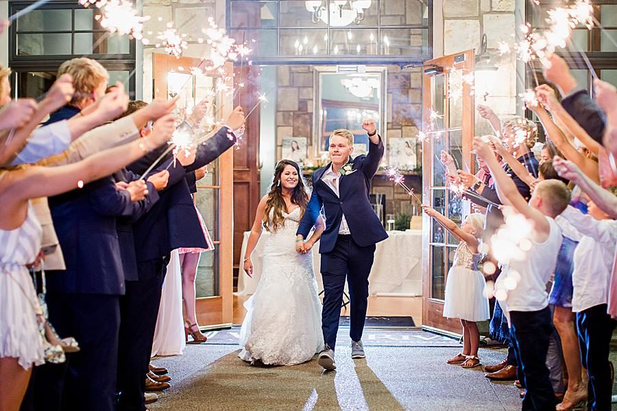 Sparkler exit at this WindRiver Wedding Day by Knoxville Wedding Photographer, Amanda May Photos.