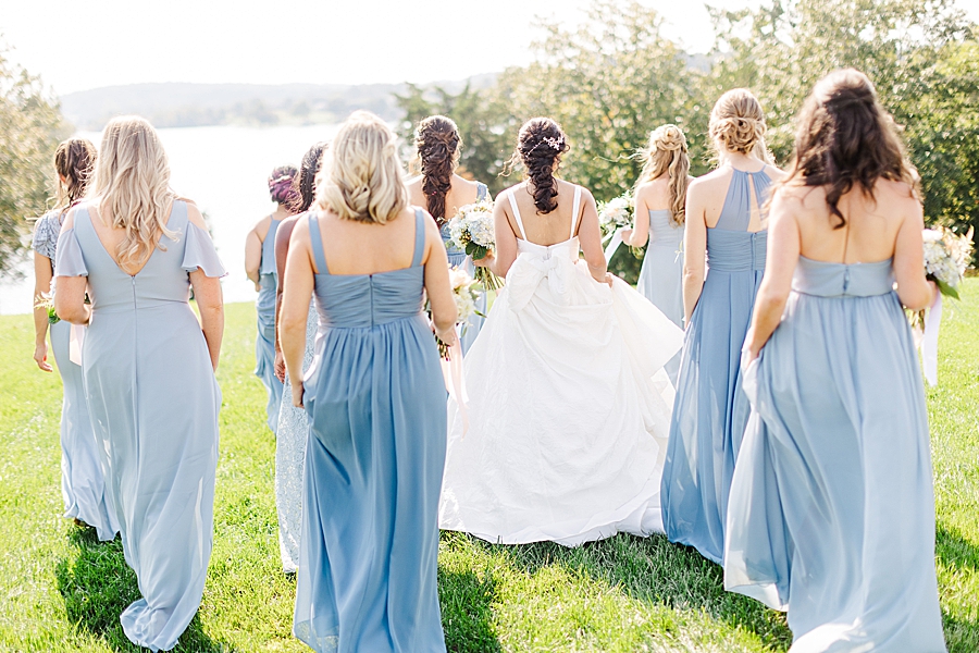 blue bridesmaid dresses at this windriver wedding