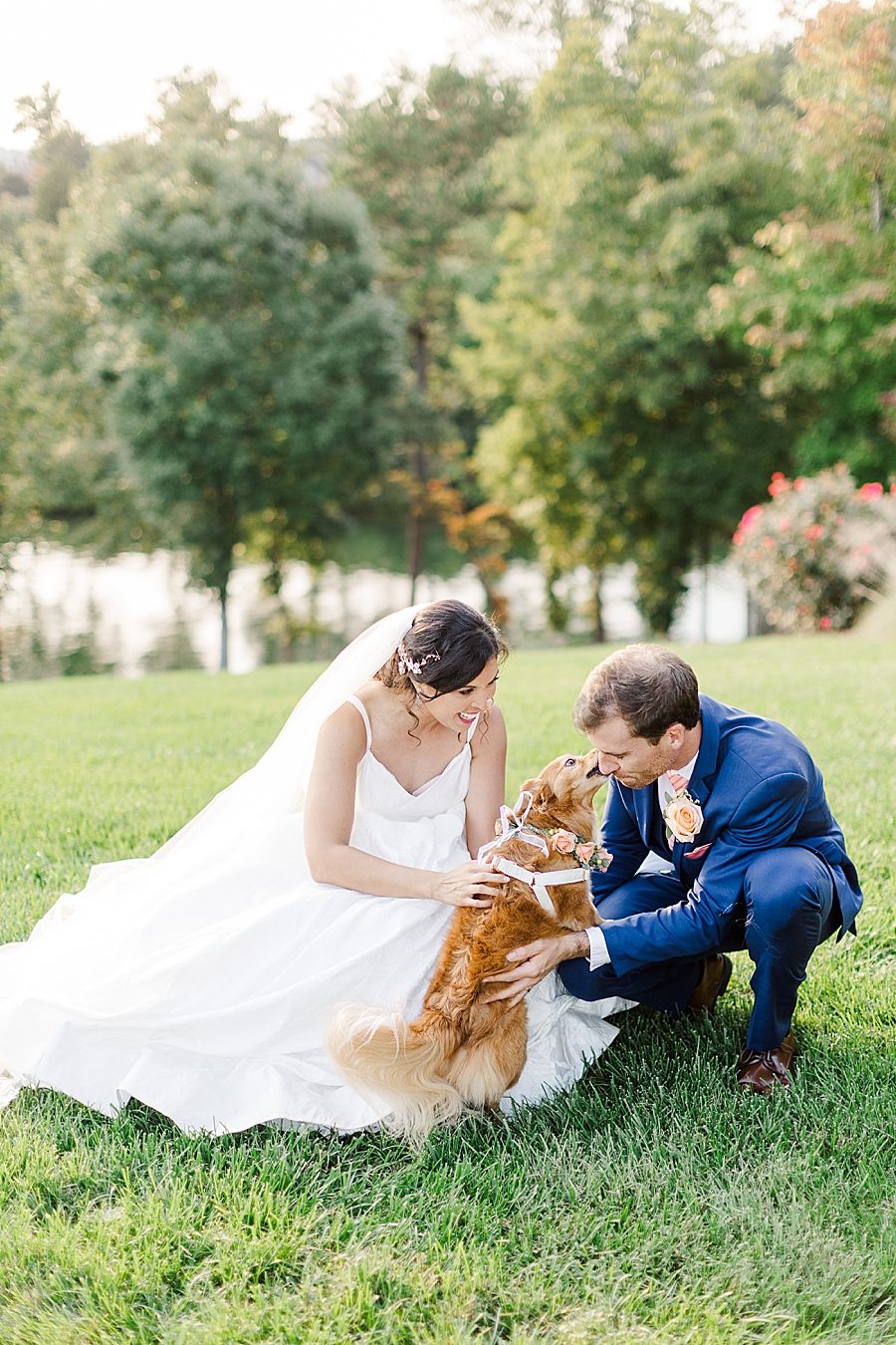 couple with dog at this windriver wedding