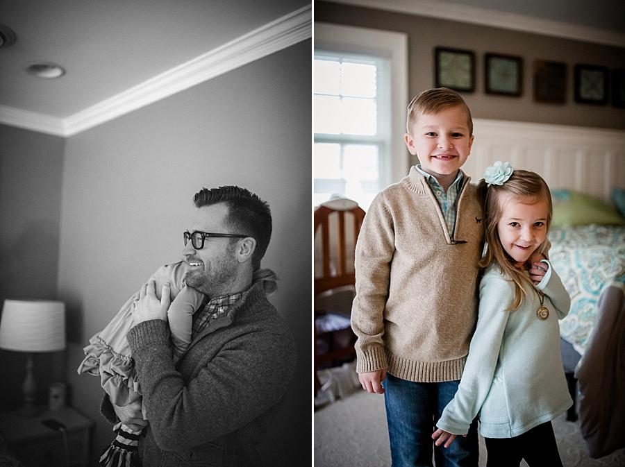 Holding his toddler at this lifestyle family session by Knoxville Wedding Photographer, Amanda May Photos.