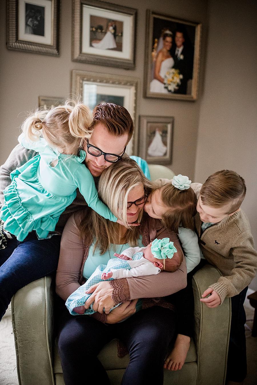 Family hug at this lifestyle family session by Knoxville Wedding Photographer, Amanda May Photos.
