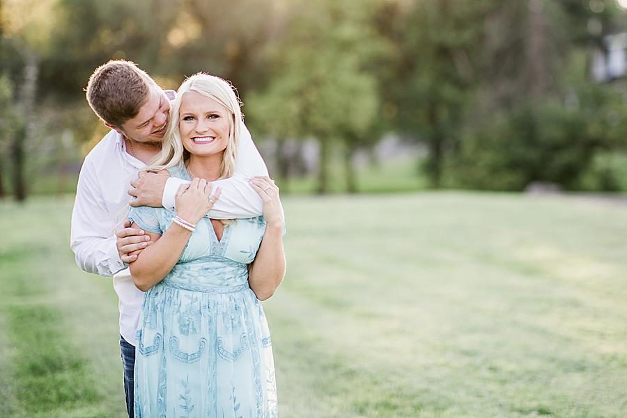 Blue maxi dress at this Apple Barn engagement by Knoxville Wedding Photographer, Amanda May Photos.