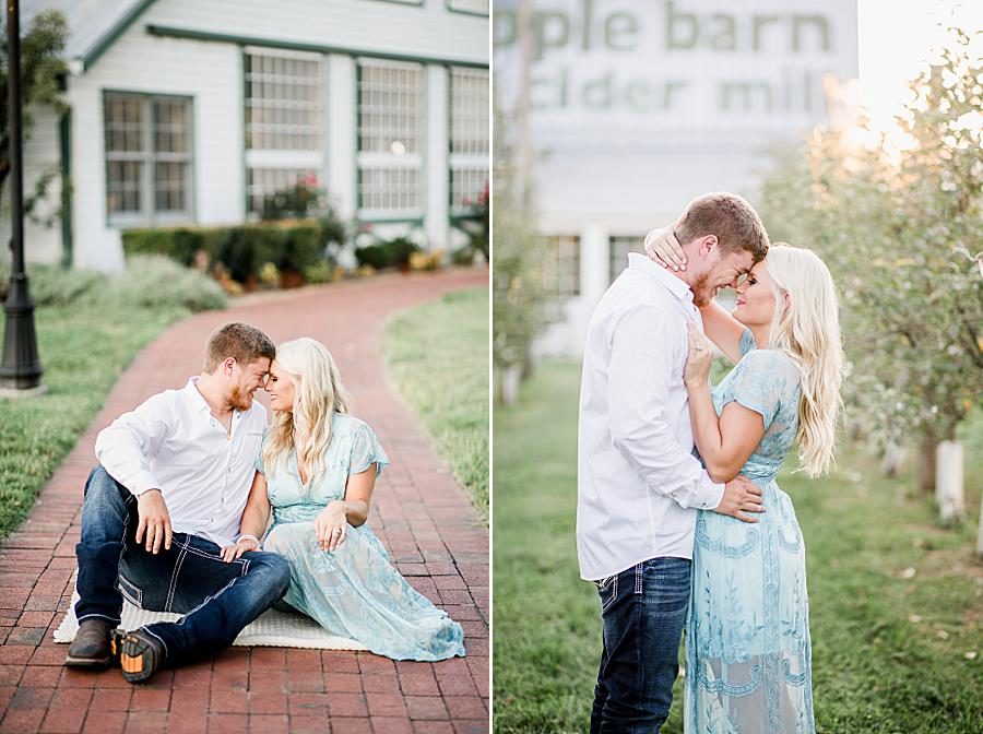 Foreheads together at this Apple Barn engagement by Knoxville Wedding Photographer, Amanda May Photos.
