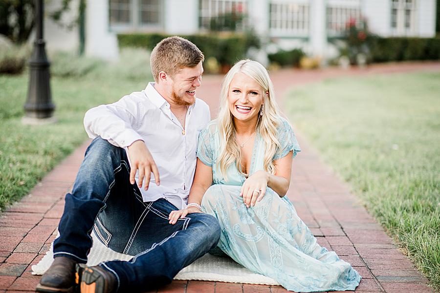 Sitting down at this Apple Barn engagement by Knoxville Wedding Photographer, Amanda May Photos.