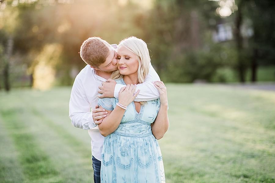 Arms around shoulders at this Apple Barn engagement by Knoxville Wedding Photographer, Amanda May Photos.