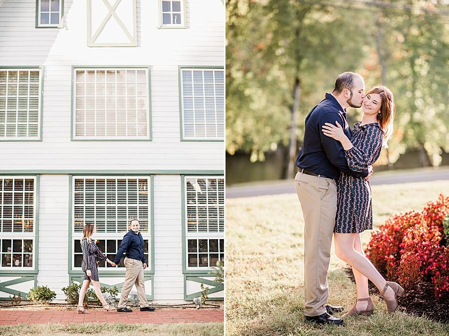 Kiss on the cheek at this Apple Barn Engagement by Knoxville Wedding Photographer, Amanda May Photos.