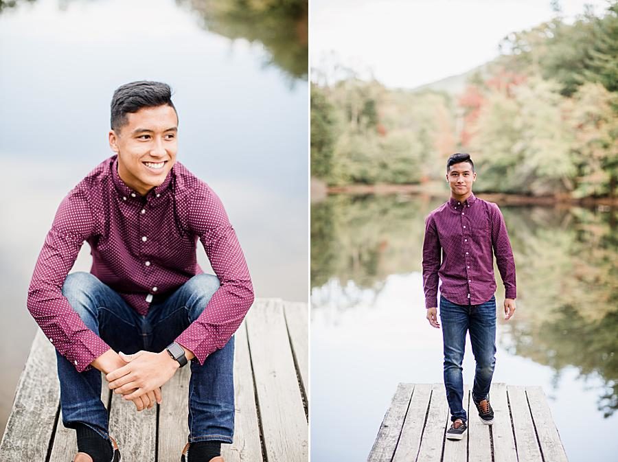 Walking on the dock at this Church Camp Senior Session by Knoxville Wedding Photographer, Amanda May Photos.