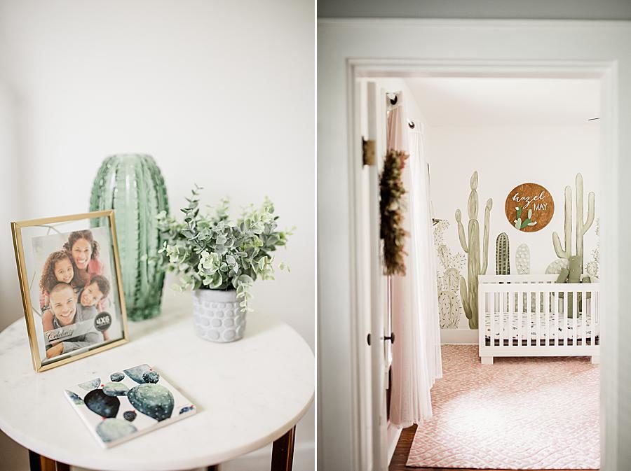 Baby’s nursery at this cactus nursery by Knoxville Wedding Photographer, Amanda May Photos.