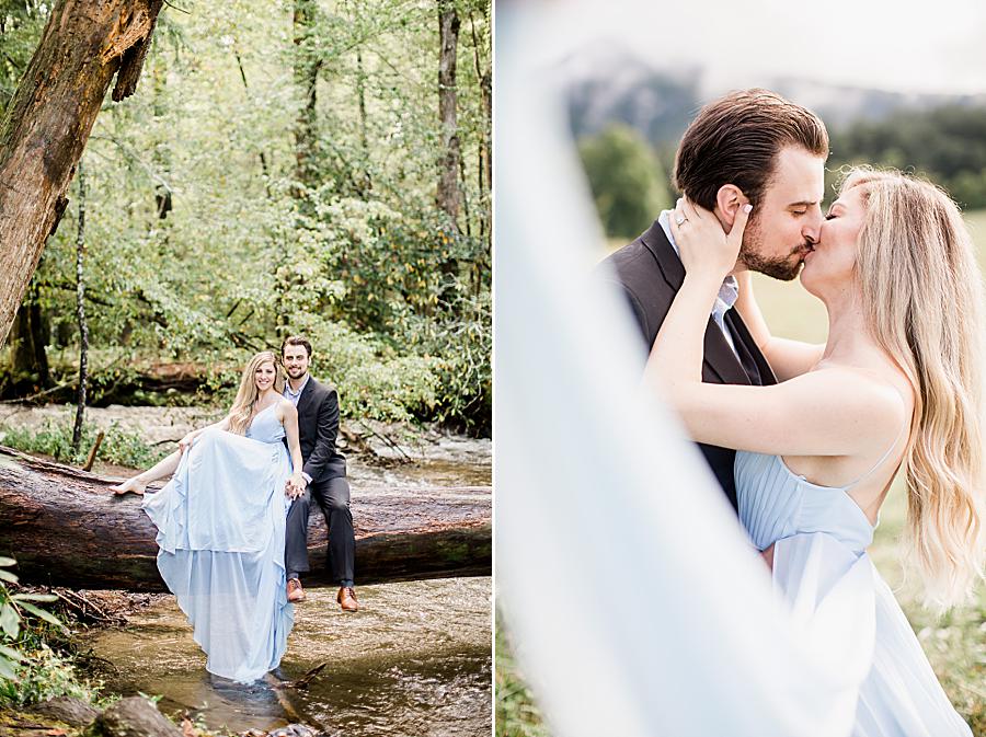 kissing at cades cove engagement session