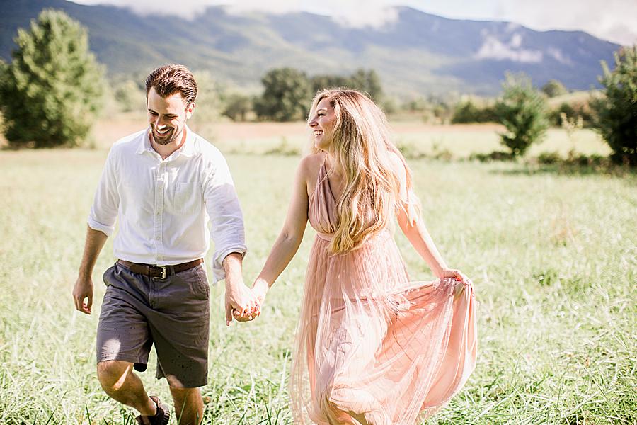 running in the mountainsat cades cove engagement session