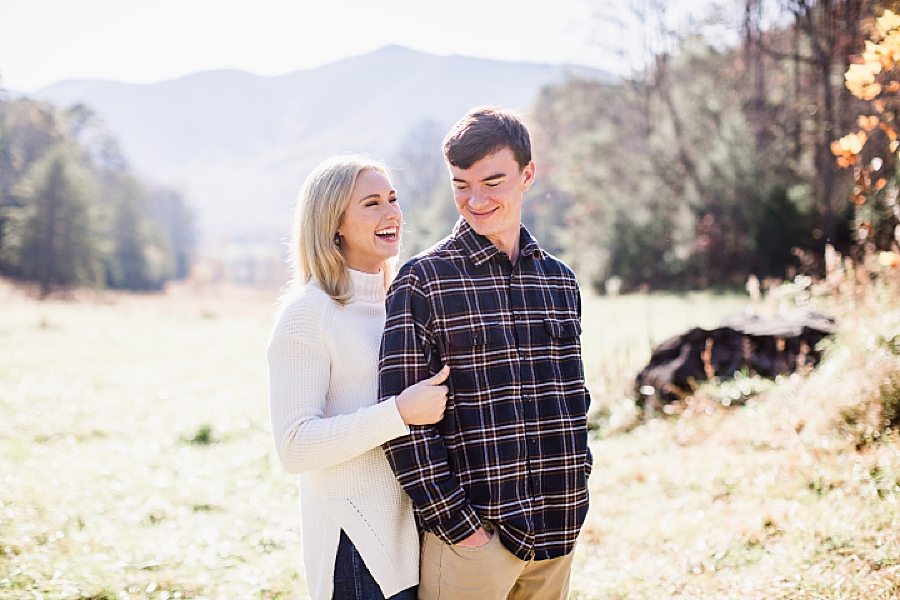 laughing couple at cades cove sunrise