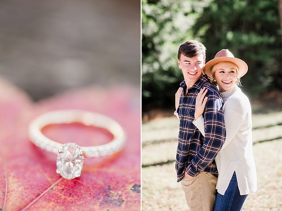 engagement ring at cades cove sunrise