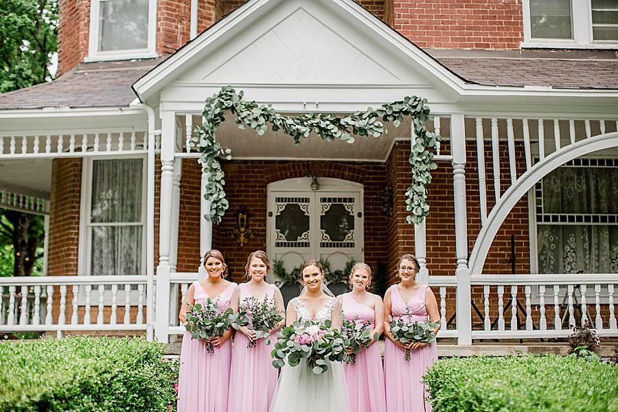 Pink dresses at this Cardwell Manor Wedding by Knoxville Wedding Photographer, Amanda May Photos.
