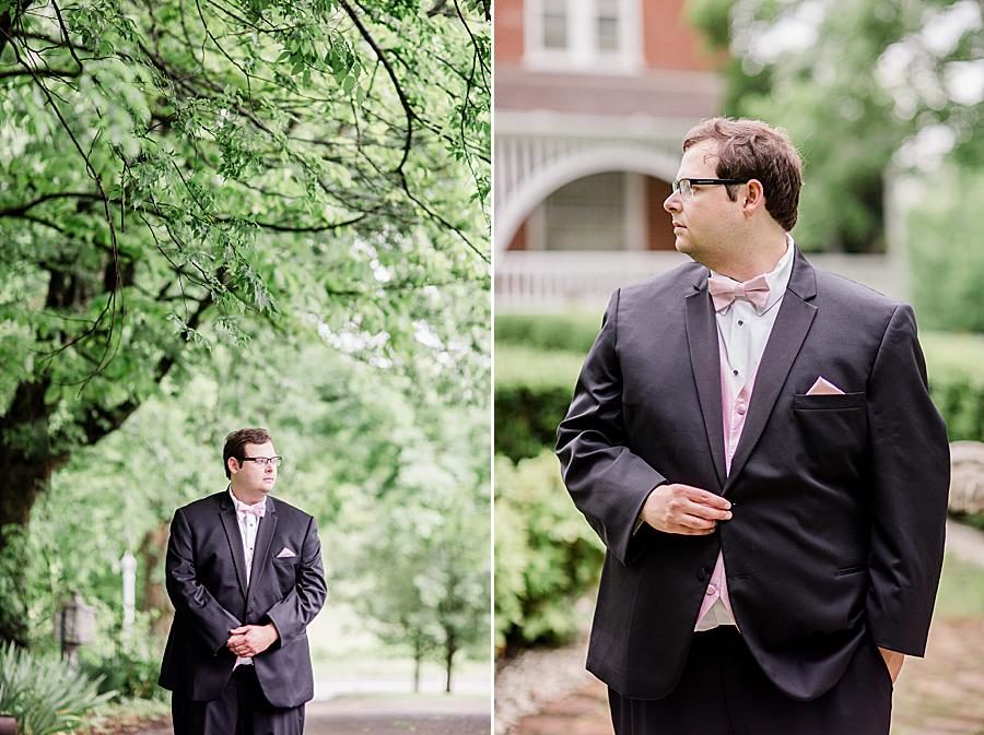 Buttoning jacket at this Cardwell Manor Wedding by Knoxville Wedding Photographer, Amanda May Photos.