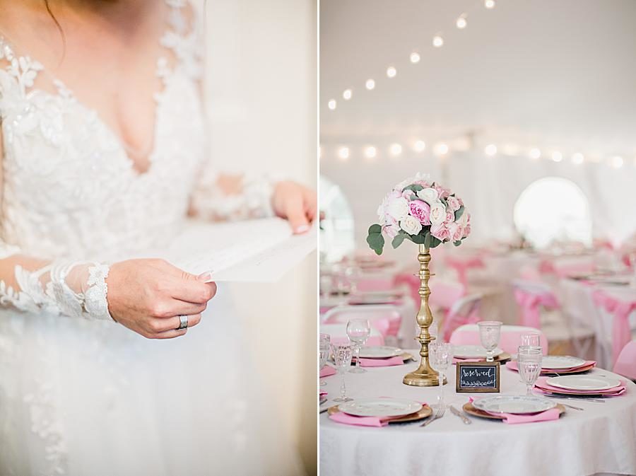 Pink wedding color at this Cardwell Manor Wedding by Knoxville Wedding Photographer, Amanda May Photos.