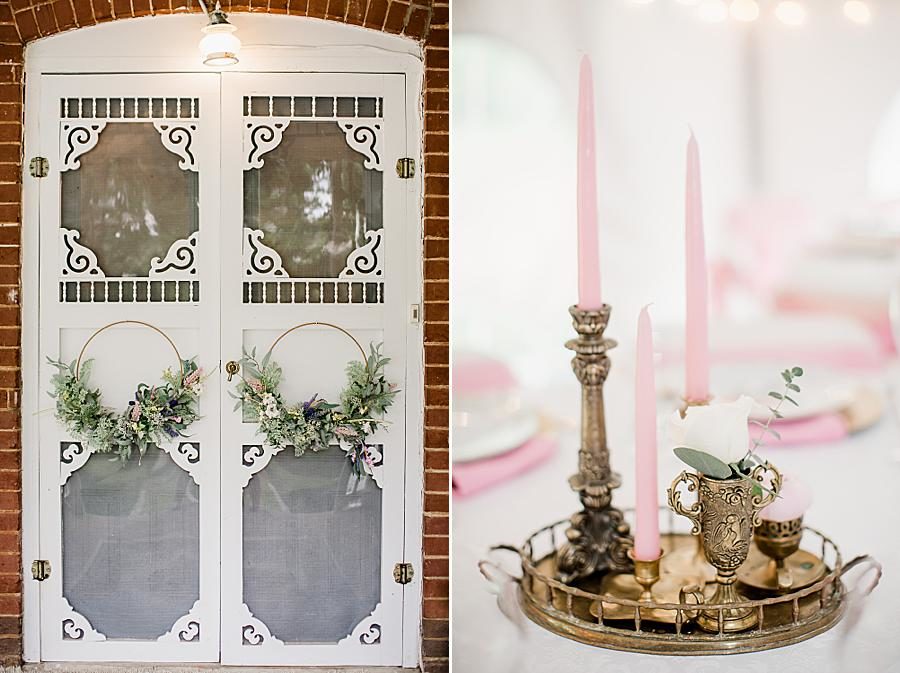 Pink candles at this Cardwell Manor Wedding by Knoxville Wedding Photographer, Amanda May Photos.