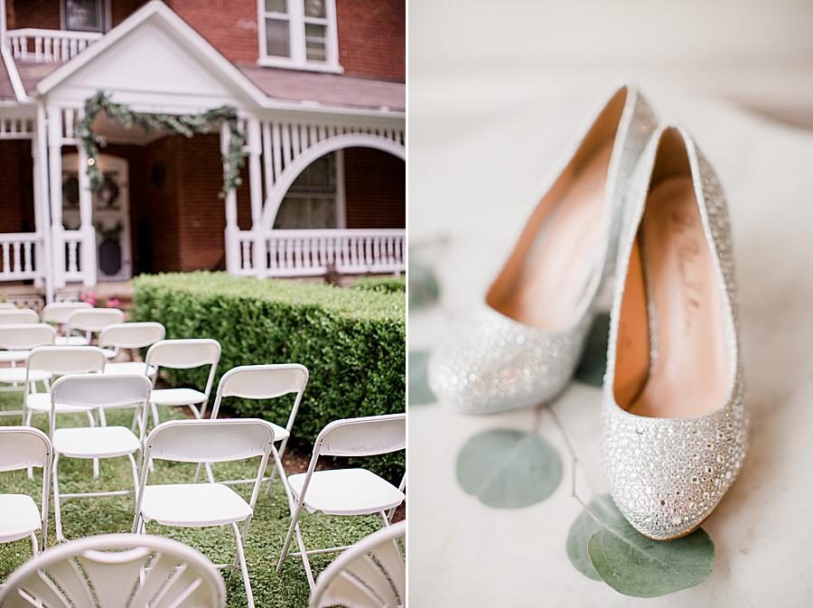 Sparkle wedding shoes at this Cardwell Manor Wedding by Knoxville Wedding Photographer, Amanda May Photos.