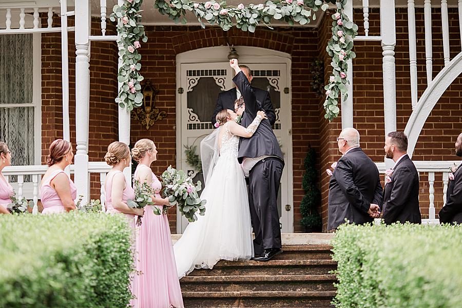 First kiss at this Cardwell Manor Wedding by Knoxville Wedding Photographer, Amanda May Photos.
