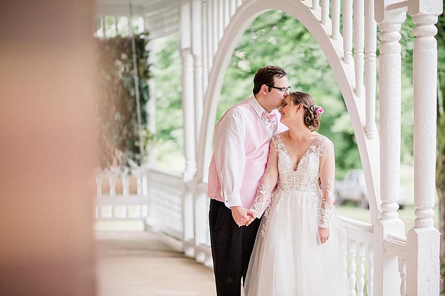 Forehead kiss at this Cardwell Manor Wedding by Knoxville Wedding Photographer, Amanda May Photos.