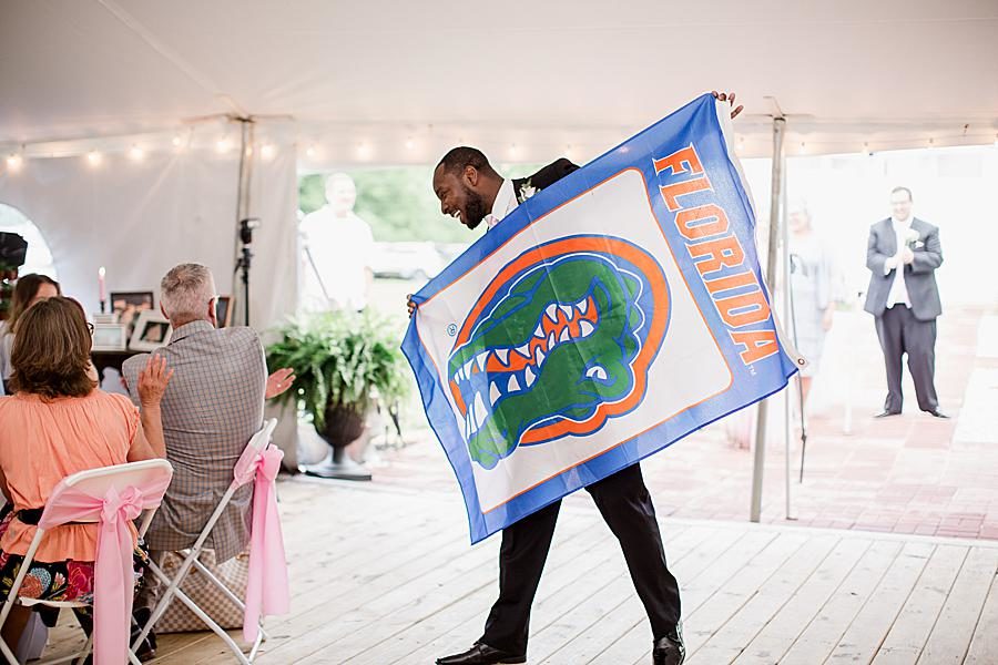 Florida Gators flag at this Cardwell Manor Wedding by Knoxville Wedding Photographer, Amanda May Photos.
